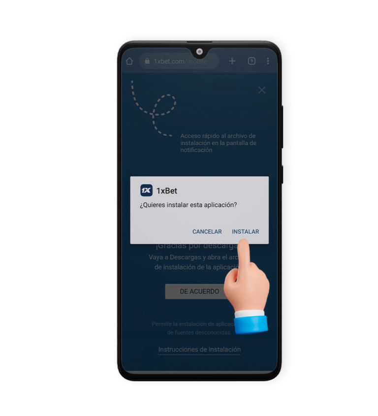 Instale la aplicación 1xbet Colombia para Android y configure las notificaciones, paso 4